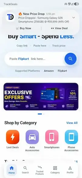 Price drop alert notification - TrackDeals app India